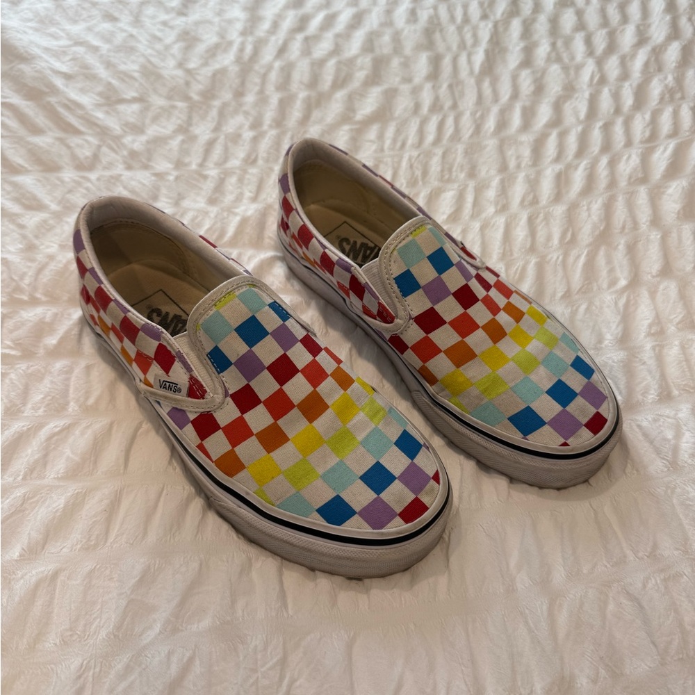 Vans Rainbow Checkered Slip-On Sneakers